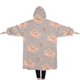 thumbnail image 2 of Oversized Wearable Blanket Hoodie,Princess Flower Dress Pattern Sherpa Blanket Hoodie with Super Pockets,Super Warm Fuzzy Pullover for Women & Men, 2 of 6