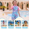 thumbnail image 4 of Marendyee Girls Ariel Mermaid Swimsuit One Piece Bathing Suit Zipper with UPF 50+ Rashguard Swimwear Printed One Piece Beach 5-6 Years 120 CM, 4 of 14