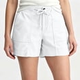 thumbnail image 3 of TAGOLD Shorts Plus Size for Womens Solid Color Light High Drawstring Hiking Shorts Functional Side Storage Pockets Elastic Waist Summer Daily Outdoor Bottoms, 3 of 5
