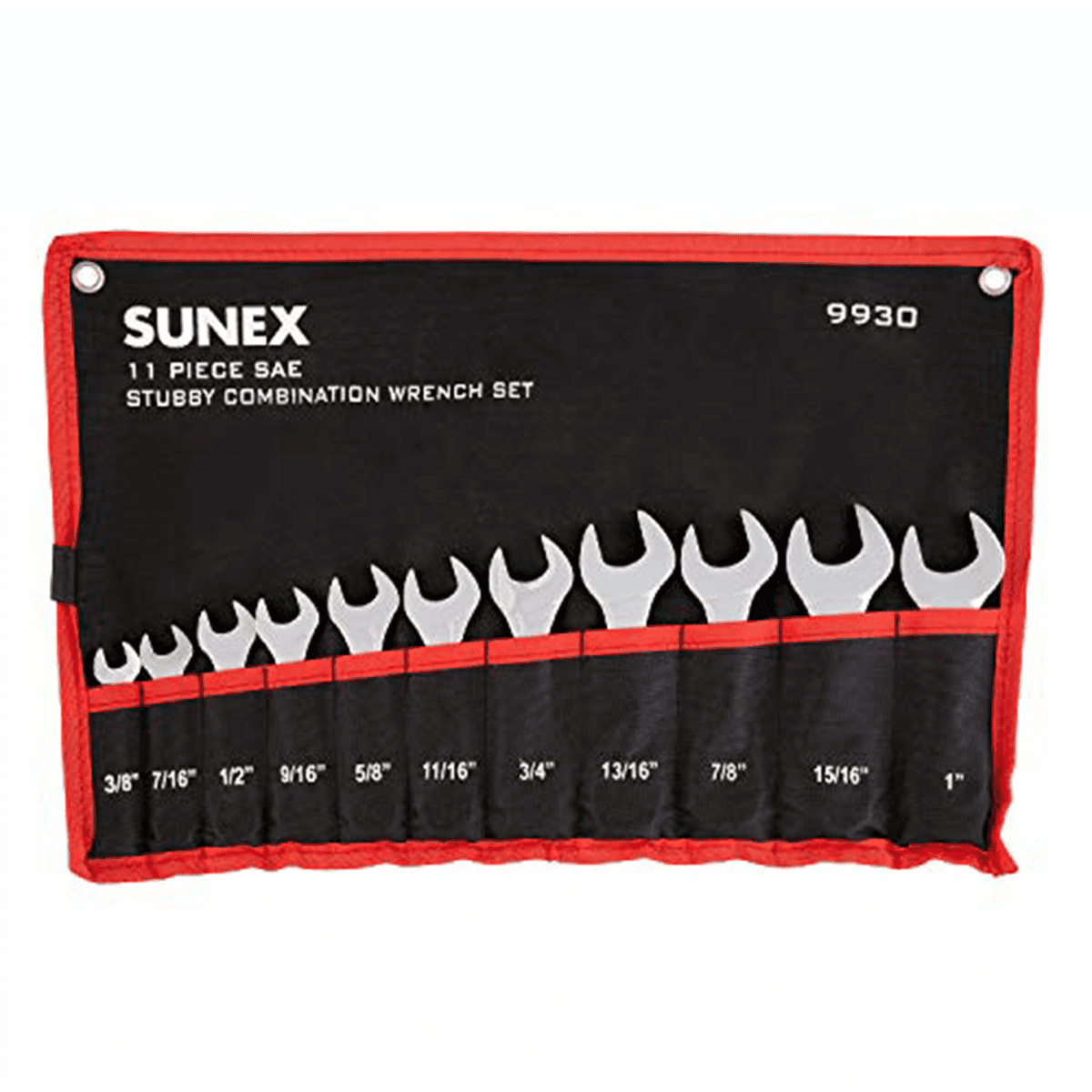 Sunex 9930 11-Piece SAE Stubby Combination Wrench Set
