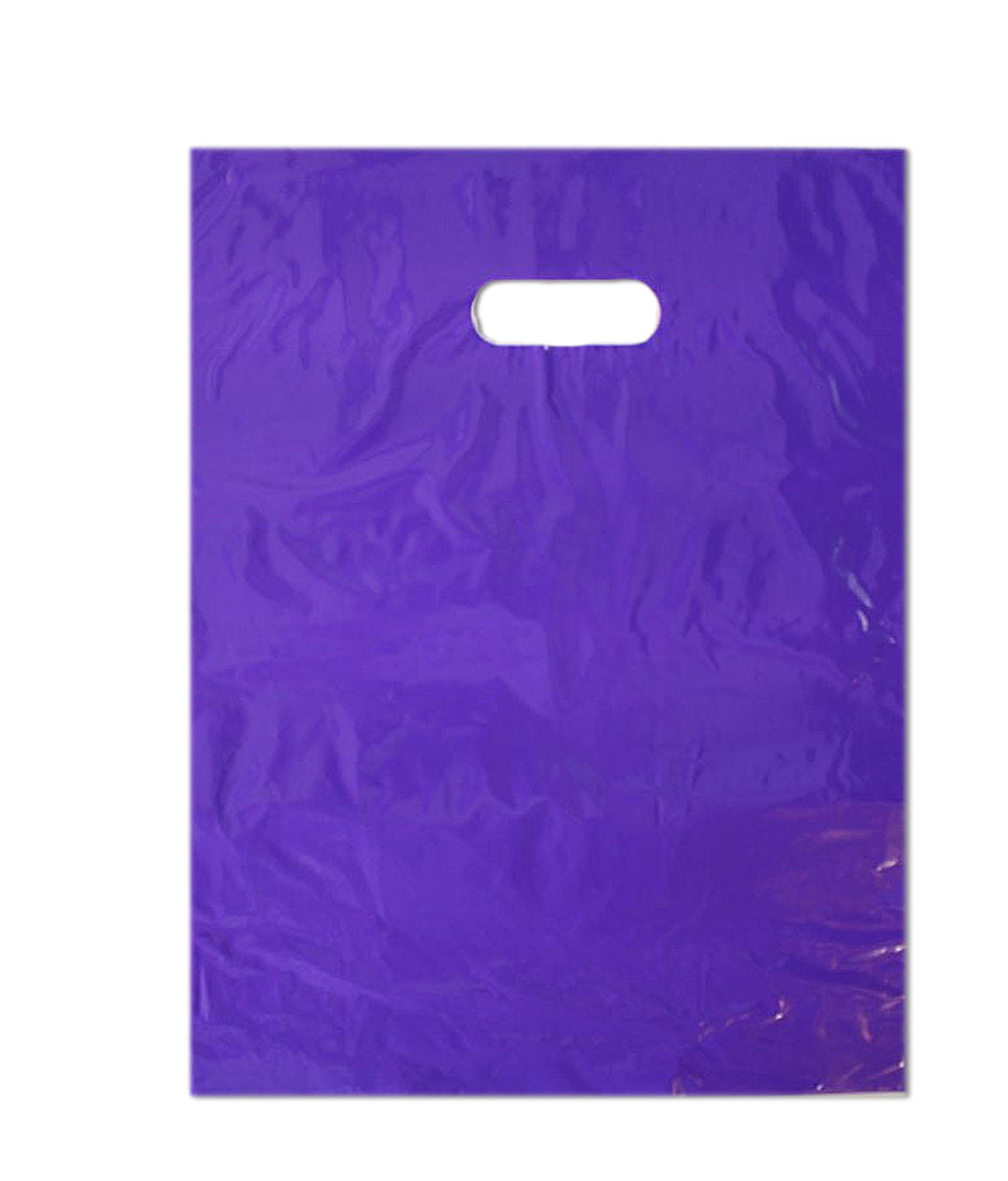 Purple Plastic Shopping Bags Low Density Gift Store Diecut Handles 9x12 Lot 100