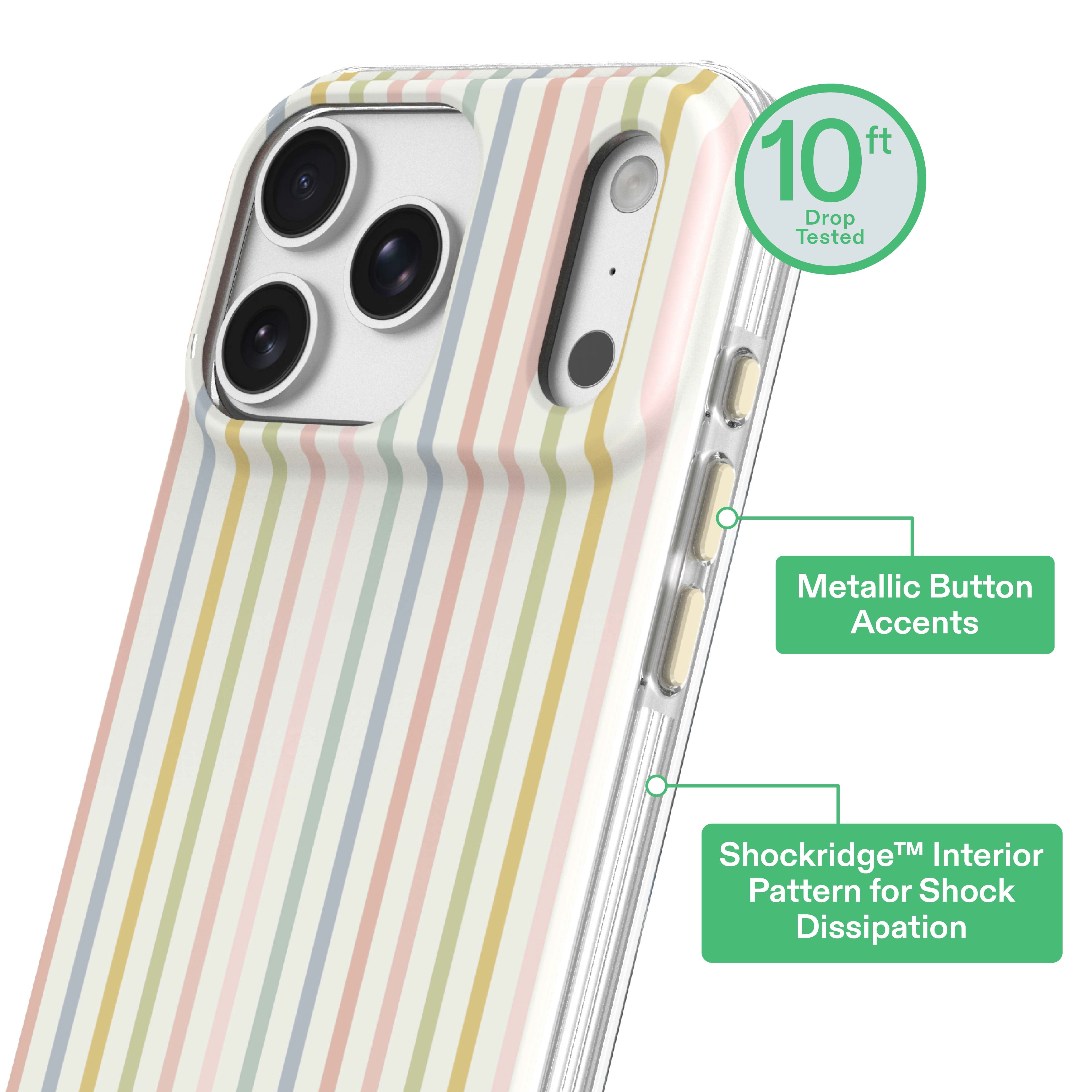 onn Phone Case for iPhone 18 Pro / 17 Pro, MagSafe Compatible - Multicolor Stripe