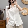 thumbnail image 2 of XuJwPNcy Button Down Shirts for Women Half Sleeve Collared Tops Trendy Casual Summer Tee Clothes Breathable Comfy Outfits, 2 of 5