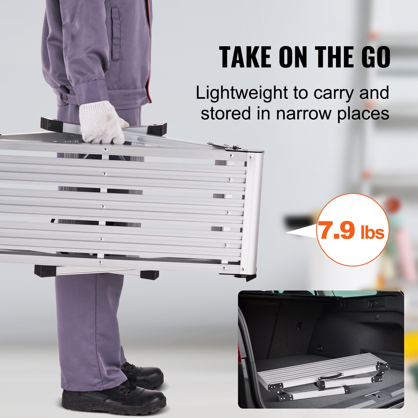 VEVOR Aluminum Folding Work Platform Drywall Ladder 330lbs Non-slip Bench