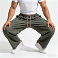 thumbnail image 3 of Aezemi Men Straight Leg Running Pants Fashion Outdoor Elastic Waist Drawstring Workout Long Trousers with Pockets Winter Fall Sports Exercise Trendy Comfy Casual Bottoms S, 3 of 9