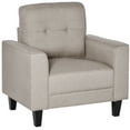 thumbnail image 1 of HOMCOM Button Tufted Armchair Upholstered Accent Chair with Rubberwood Legs, 1 of 8
