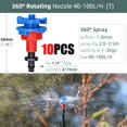 thumbnail image 1 of Rotating Sprinkler 90/180/360 Degrees Micro Spinning Spayers Head 1/4'' Barb with Stake Garden Dirp Irrigation Watering Nozzles He Qiyong unisex, 1 of 2