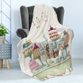thumbnail image 4 of Cookie Soft Flannel Fleece Throw Blanket, Appetizing Cakes and Glass Jars Set on a Table Vibrant Swirling Ornaments, Cozy Plush for Indoor and Outdoor Use, 50" x 70", Multicolor, by Ambesonne, 4 of 5