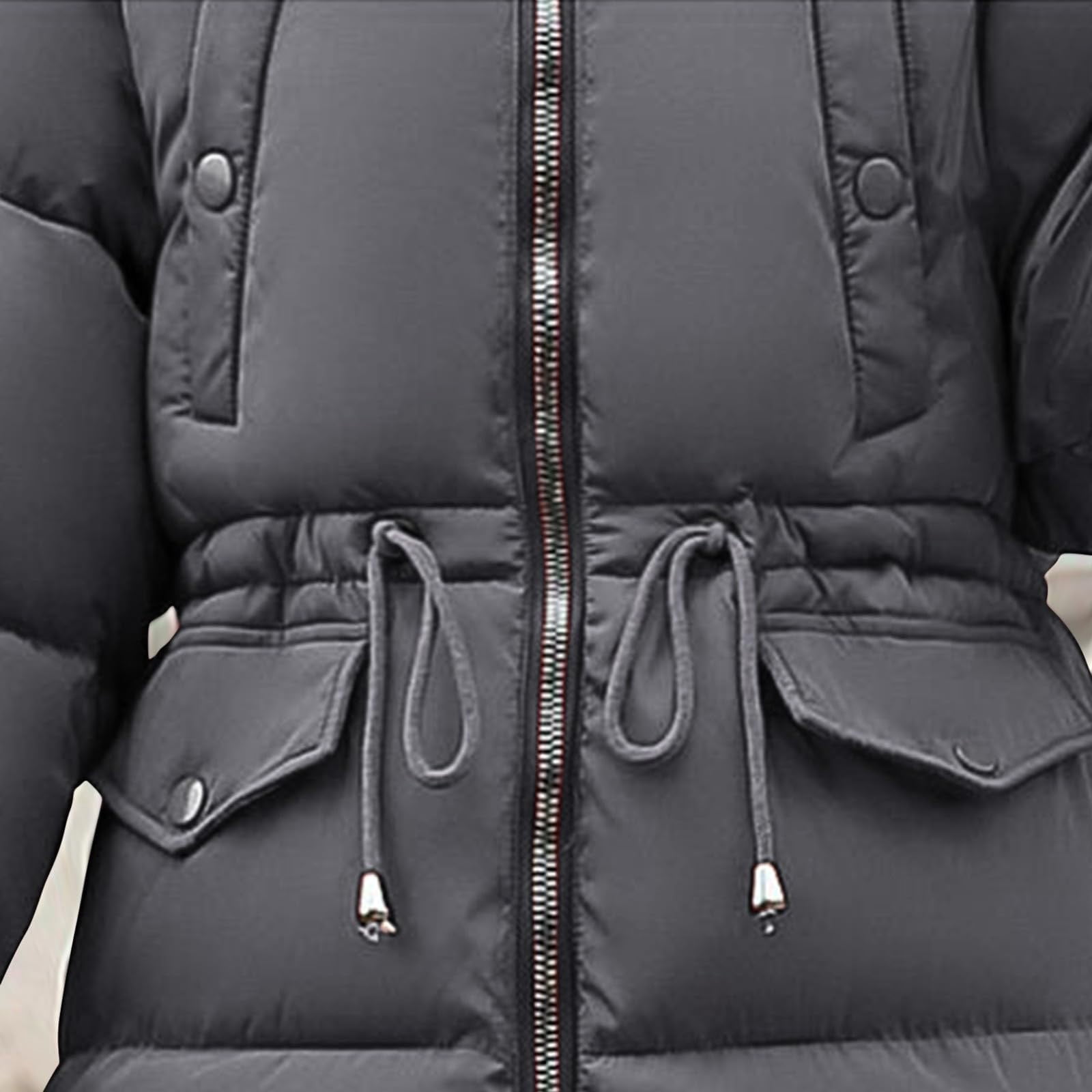 Manteau D'hiver Femme Oversize Col V - Matelassé, Chaud, Avec Poches Et Ceinture - Style Business Casual