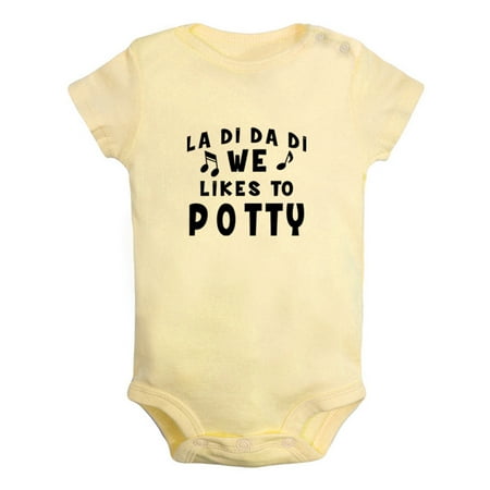 

We Likes To Potty Funny Rompers For Babies Newborn Baby Unisex Bodysuits Infant Jumpsuits Toddler 0-12 Months Kids One-Piece Oufits (Yellow 0-6 Months)