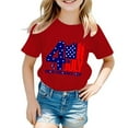 thumbnail image 2 of Povozer 4th of July T Shirts for Girls American Flag Patriotic Tees Short Sleeve Independence Day T-Shirt Tops (Red, 7-8 Years), 2 of 4
