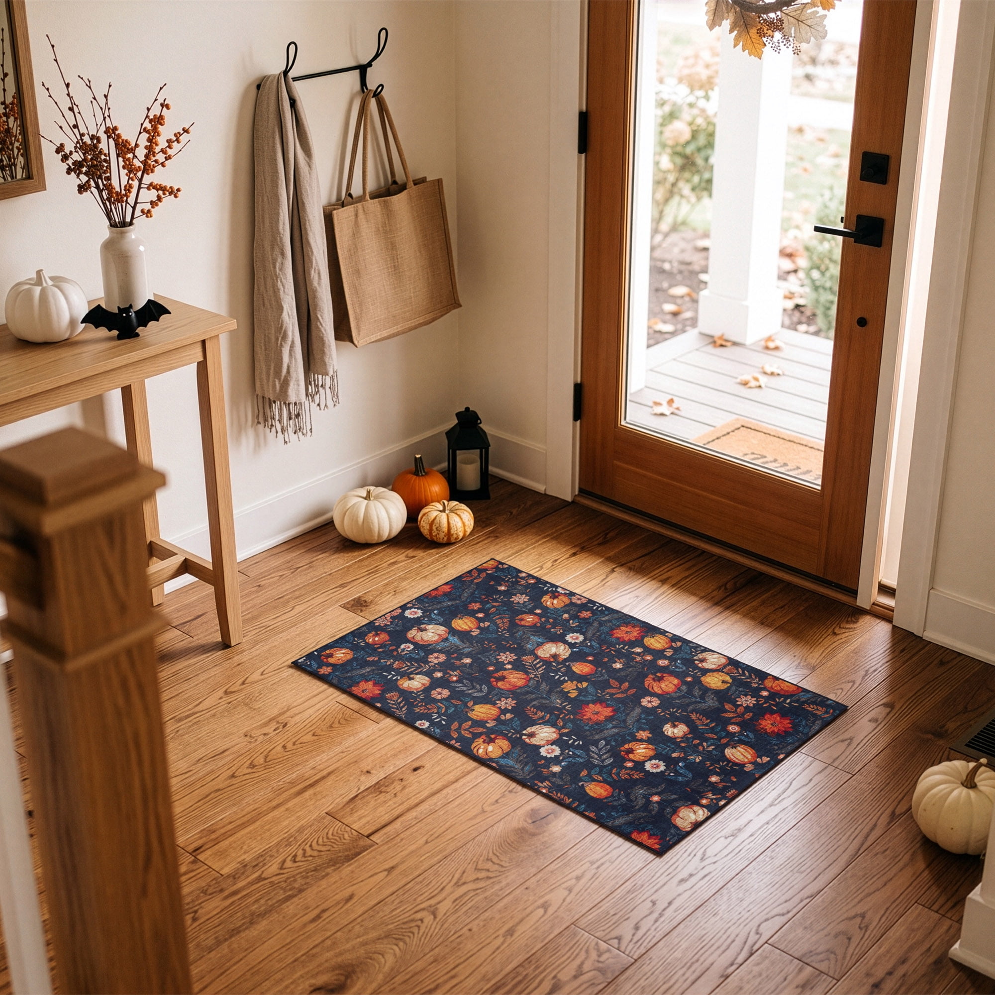 Pumpkin Toss Printed Runner, 30"x47", Polyester pile