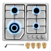 BreeRainz Gas Cooktop 4 Burners, 20"x23.6" Gas Stove for LPG/NG Dual Fuel, Built-in Stainless Steel Gas Hob for Kitchen, Apartments, RVs, Outdoor
