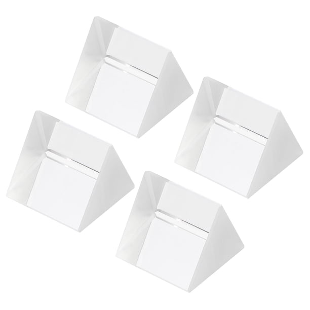 Prisma Triangular Uxcell de 30mm/1.2 Pulgadas, Paquete de 4 Prismas de Cristal Óptico de Vidrio, Claro