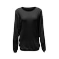 thumbnail image 4 of Fall Tops for Women, Comdrip Casual Fall Tops for Women 2025 Long Sleeves Solid Shirts Crew Neck Loose Fit Work T Shirt Womens Tops Black 2XL, 4 of 4