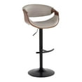 thumbnail image 4 of Symphony Adjustable Bar Stool, Black Bar Stools, Bar Chairs, Swivel Bar Stools, Bar Stools Set of 2, Bar Height Stools Set of 2 (Walnut Wood, Grey), 4 of 6