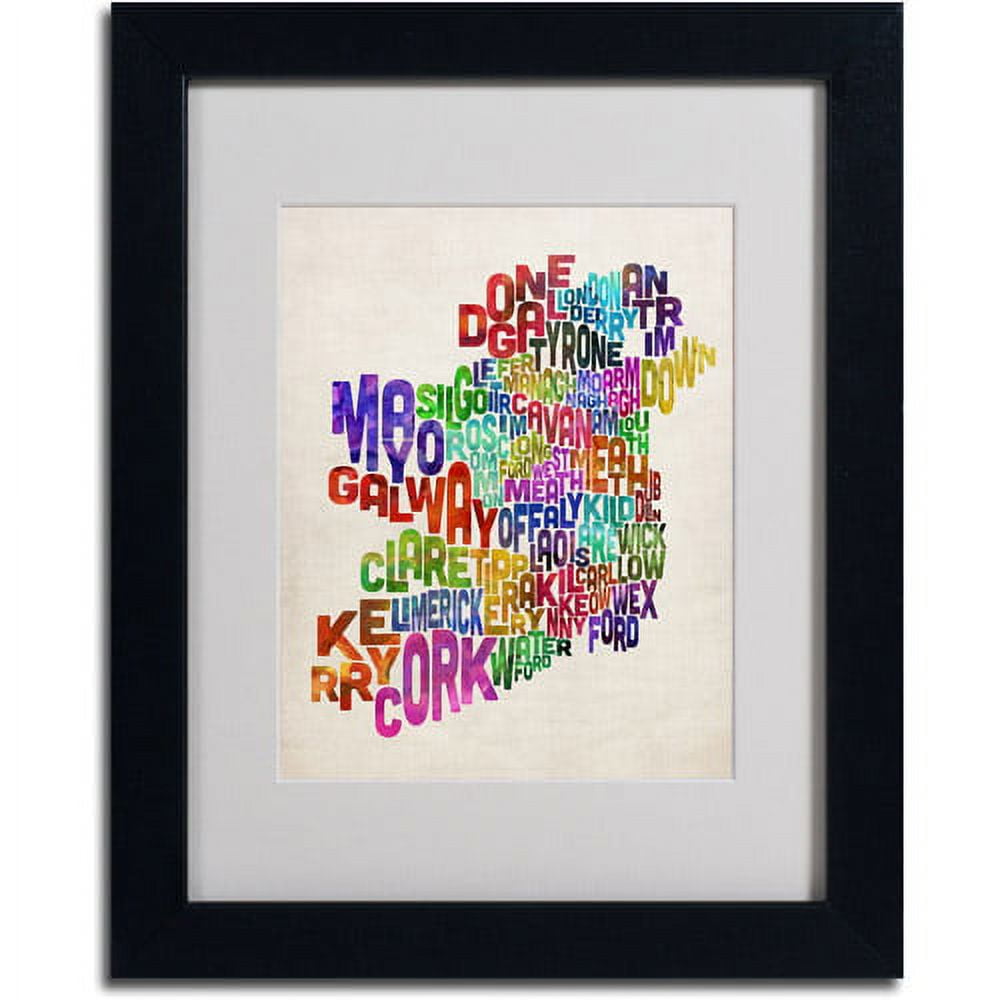 Trademark Fine Art "Ireland Text Map 3" Matted Framed Art by Michael Tompsett