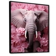 thumbnail image 2 of Designart "The Elephant Amidst Romantic Blooms I" Animals Elephant Floater Framed Canvas Prints, 2 of 5