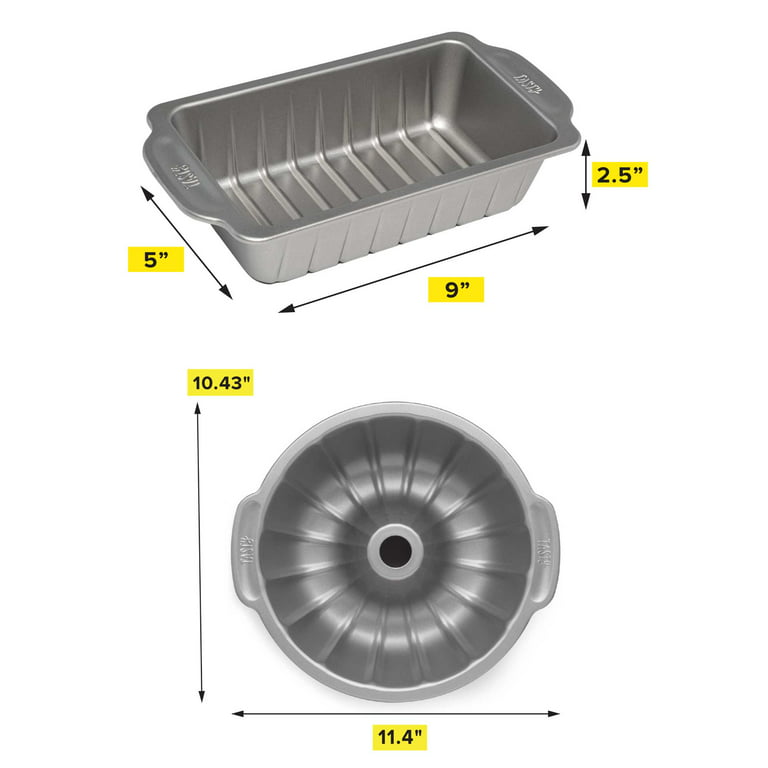 Tasty Large Carbon Steel Loaf Pans with Guidelines for Even Slices, 9 inch x 5 inch, 2 Pack