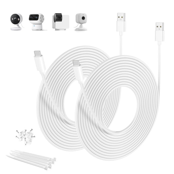 Basesailor USB A to USB C Charging Cable 30FT/2Pack,USBC Security Camera Extension Cord 2.0 Type C for Eufy SoloCam C210/S340,Indoor Ca