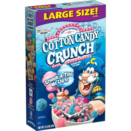 Cap'n Crunch Breakfast Cereal, Cotton Candy Crunch, 15.4 oz Box