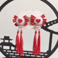 thumbnail image 3 of YAOBAMM Épingles à Cheveux Mignonnes pour Filles 1 Paire Épingles à Cheveux Festives du Nouvel An Longues Boules en Peluche Perles Nœud Décor Pinces à Cheveux Rouges Hanfu Ensemble de Coiffure, 3 of 6