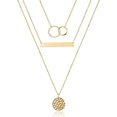 thumbnail image 1 of Gargantilla en capas, hecha a mano, chapada en oro de 14 quilates, collar con colgante en forma de Y, collar de disco de barra multicapa, gargantilla ajustable en capas para mujer JM, 1 of 5