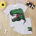 thumbnail image 2 of Hessimy Toddler Boy Summer Outfit Kids Cotton Printed Clothes Casual Short Sleeve Shirt Pants Set（White,2-3 Years), 2 of 6