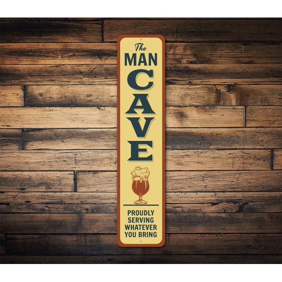 The Mancave Sign Man Cave Bar Retro Bar Sign Beer Lover Decor Beer Lover Sign Sign For Beer Beer Bar Sign Beer Decor Bar Sign Size: 4 x 16 Inch