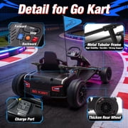 Joyracer 24V 14Ah Kids Electric Go Kart with Remote Control, 3 Speed Modes 5–10 MPH, 2 * 200W Motors, Metal Frame Ride on Toys Drift Kart for Big Kids, Music & Bluetooth, Black