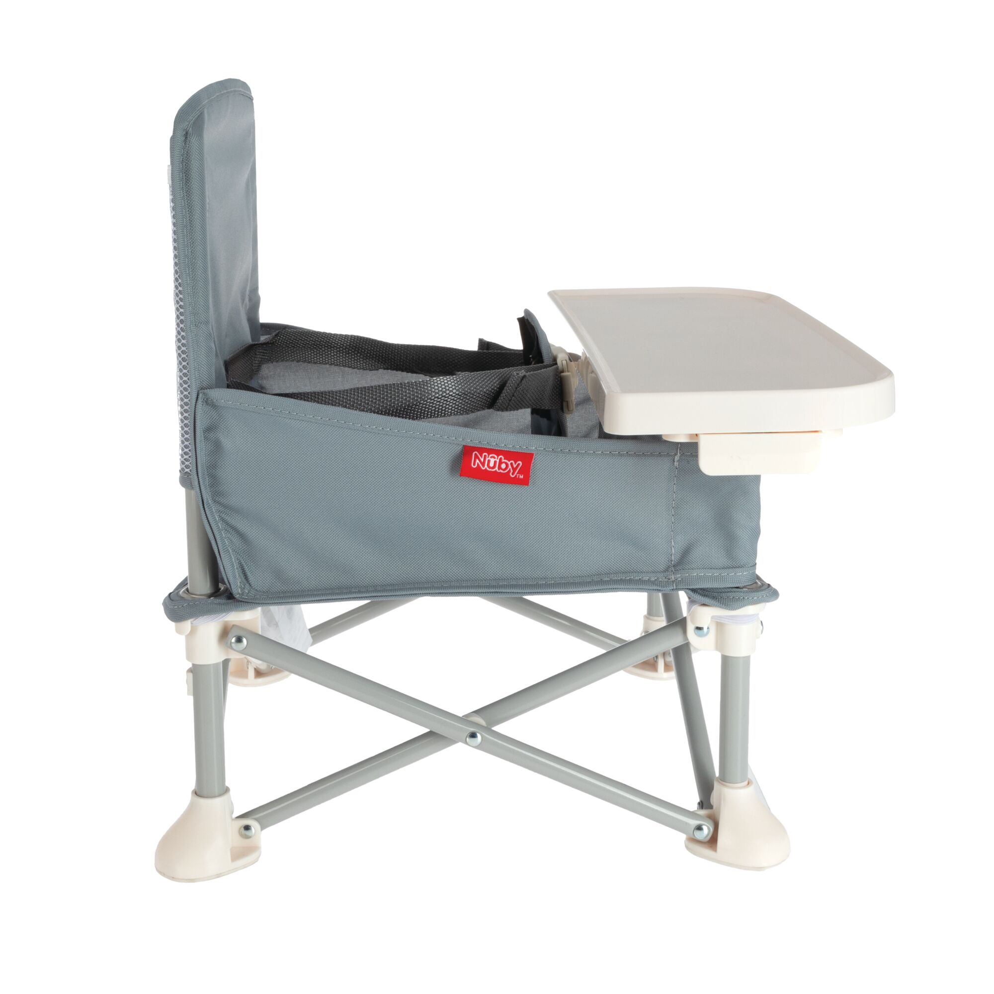 Nuby Pop-Up Portable Booster Seat with Removable Tray, Gray