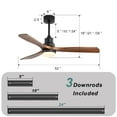 thumbnail image 3 of Sofucor 52" Indoor Wood Ceiling Fan Light with Remote, Integrated Light Optional Black with Brown Blades With Integrated Light N/A Matte, 3 of 5