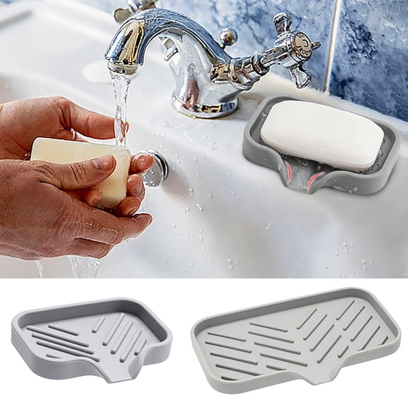 Soap Dish with Drainage under $5! Yrmaups Drillable Soap Box with Drainage, Silicone Soap Holder for Bathroom, Guided Soap Tray for Sink, Household Soap Dish, Keeps Soap Dry