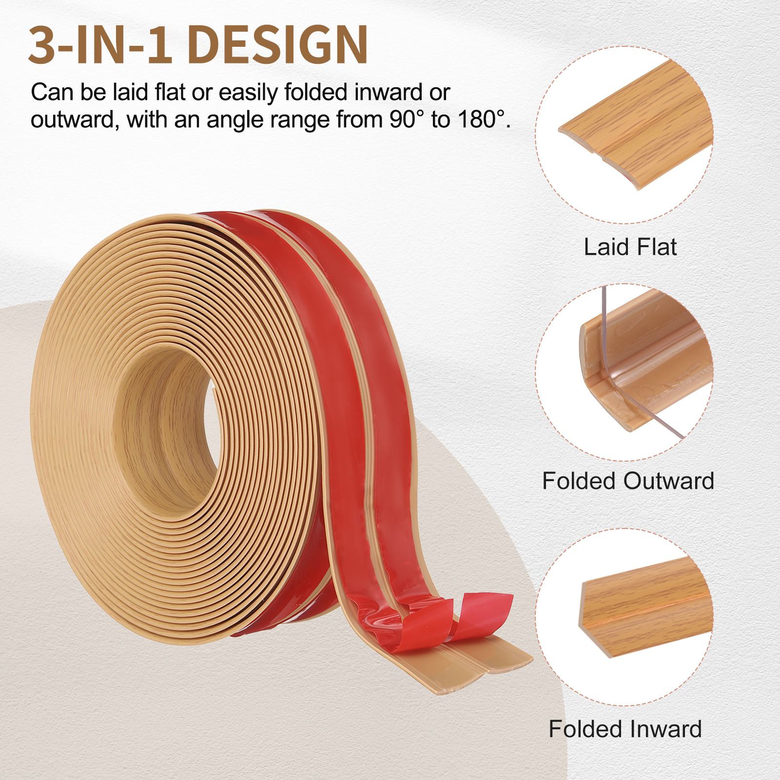 Uxcell Protector 2.4"x19.7 ft Self Adhesive Guard Yellow Oak Grain for Wall Table Floor