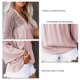 thumbnail image 4 of Camisa de crochet informal para mujer, cuello en V, mangas largas acampanadas, blusa suelta informal, transpirable y amigable con la piel, para uso diario, Rosa S, 4 of 5