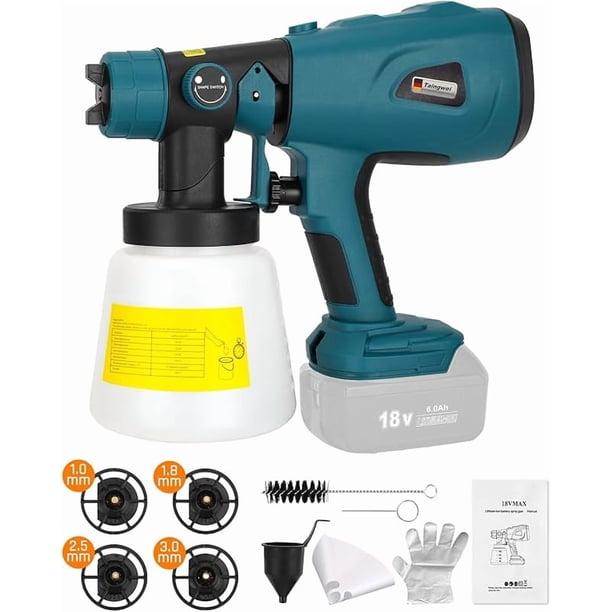Rociador de Pintura Inalámbrico para Bos*ch Batería de 18v, Pistola Rociadora de Pintura HVLP de 200W con Motor sin Escobillas para Gabinetes Autos Paredes Muebles Pintura de Casa (Solo Herramienta)