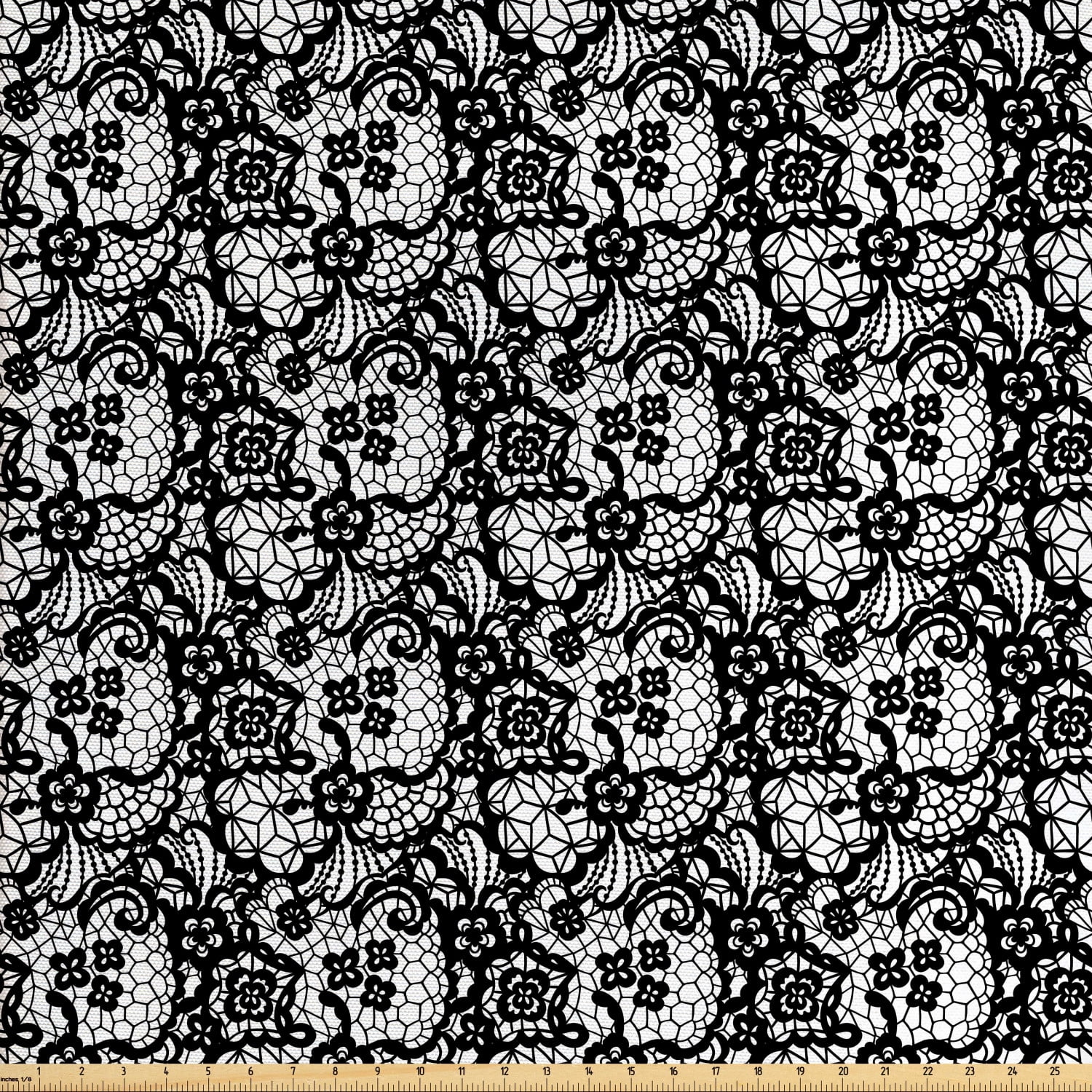 Ambesonne Black and White Fabric by The Yard Abstract Monochrome Morning Glory Flourish Contrast Botanical Silhouettes Upholstery Fabric for Dining Chairs Home