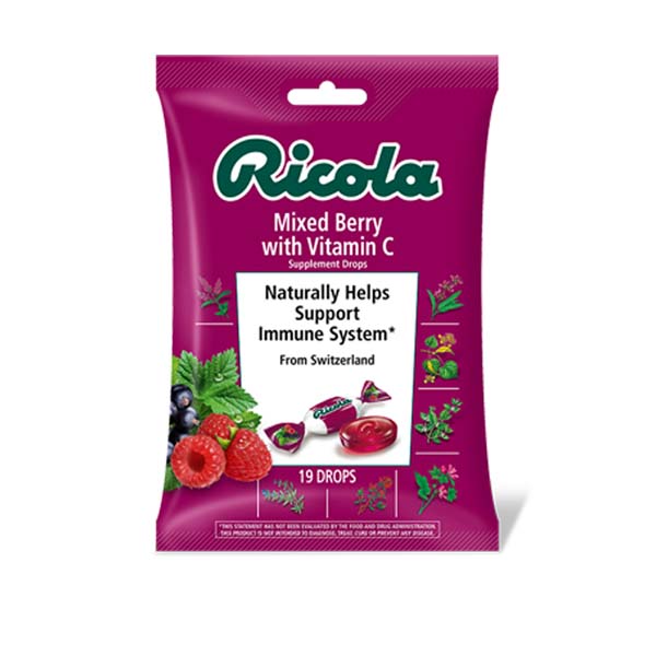 Ricola Mixed Berry Vitamin C Supplement Drops 19Count 3 oz Bags Pack