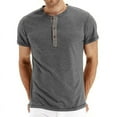 thumbnail image 4 of Summer Lapel Solid Color Short Sleeve Button Up Men's Shirt Men's, 4 of 4