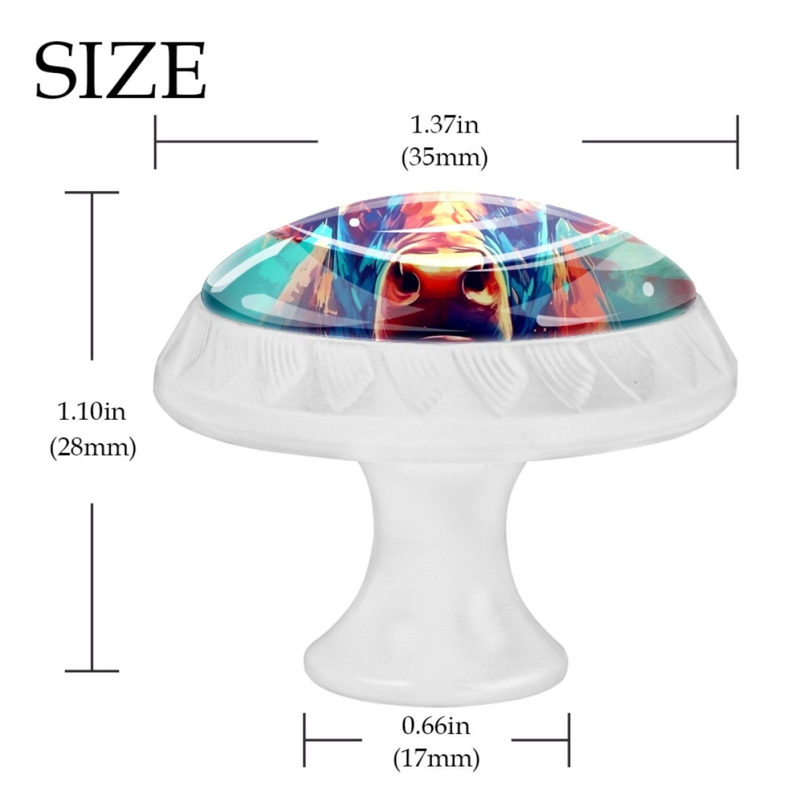 4 Pcs Cow American Flag Knobs for Kitchen Cabinet Cupboard Dresser Bookcase Drawer Pulls Handles Round Home Decor