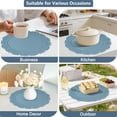 thumbnail image 3 of VCVCOO Vinyl Placemats Set of 4 15 inch Blue Faux Leather 100% Waterproof Oil-Proof Wipeable PU Place Mats, Heat Resistant Reversible Table Mats for Kitchen Dining, 3 of 12
