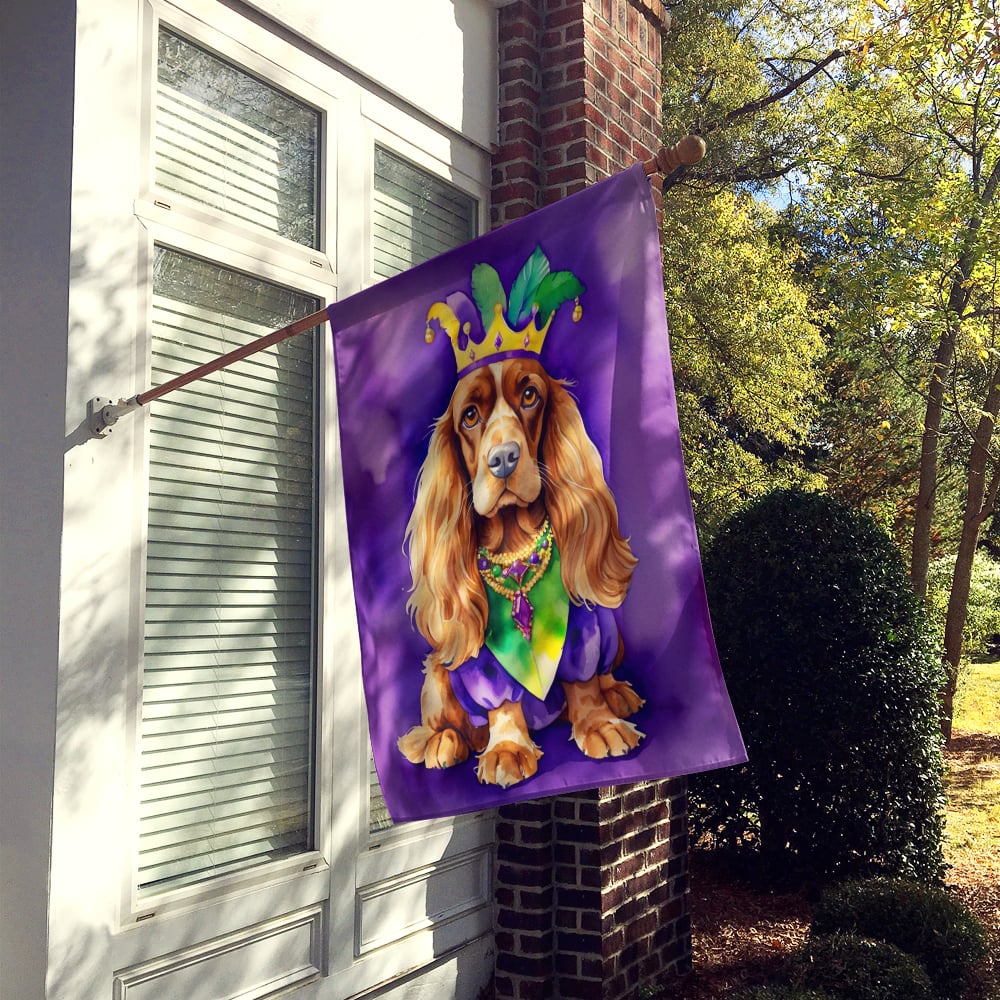 English Cocker Spaniel King of Mardi Gras House Flag 28 in x 40 in