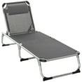 thumbnail image 1 of Outsunny Chaise Longue Pliante avec Appuie-Tête et Dossier Réglable - Ensemble de 1, Gris, 1 of 10