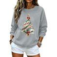 thumbnail image 4 of LangJing Christmas Sweatshirts for Women Xmas Tree Graphic Long Sleeve Holiday Tees Crewneck Pullover Tunic Tops, 4 of 6