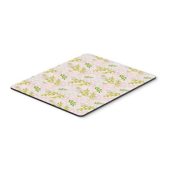 Watercolor Leaves Pink Mouse Pad - Pink - 9.5 x 0.25 x 8 in