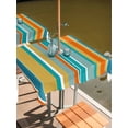 thumbnail image 2 of Outdoor Tablecloths with Umbrella Hole & Zipper, Blue Teal Orange Striped 60x60 Inch Square Tablecloths, Farmhouse Stripe Waterproof Table Cloth, Patio/Pool/Picnic Table Covers, 2 of 8