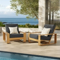 Modway Lirienne Outdoor Patio Aluminum Faux Wood Armchairs Set of 2 in Charcoal Natural by Modway
