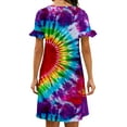 thumbnail image 2 of Innerwin Robe d'Été Courte Mini Boho Tunique Décontractée t-Shirt Robe Teinture sur Nœuds Amour, 2 of 3