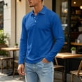 thumbnail image 6 of Long Sleeve Polo Shirts for Men Solid Color Button Placket Golf Shirts Business Outdoor Tees, 6 of 7