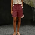 thumbnail image 6 of Cutuoiiu Women's High Waist Bermuda Shorts Solid Color Cotton Lace Trim Side Seam Drawstring Waist Casual Pocket Shorts Loose Fit Plus Size Beach Shorts for Everyday Casual Activities, 6 of 6